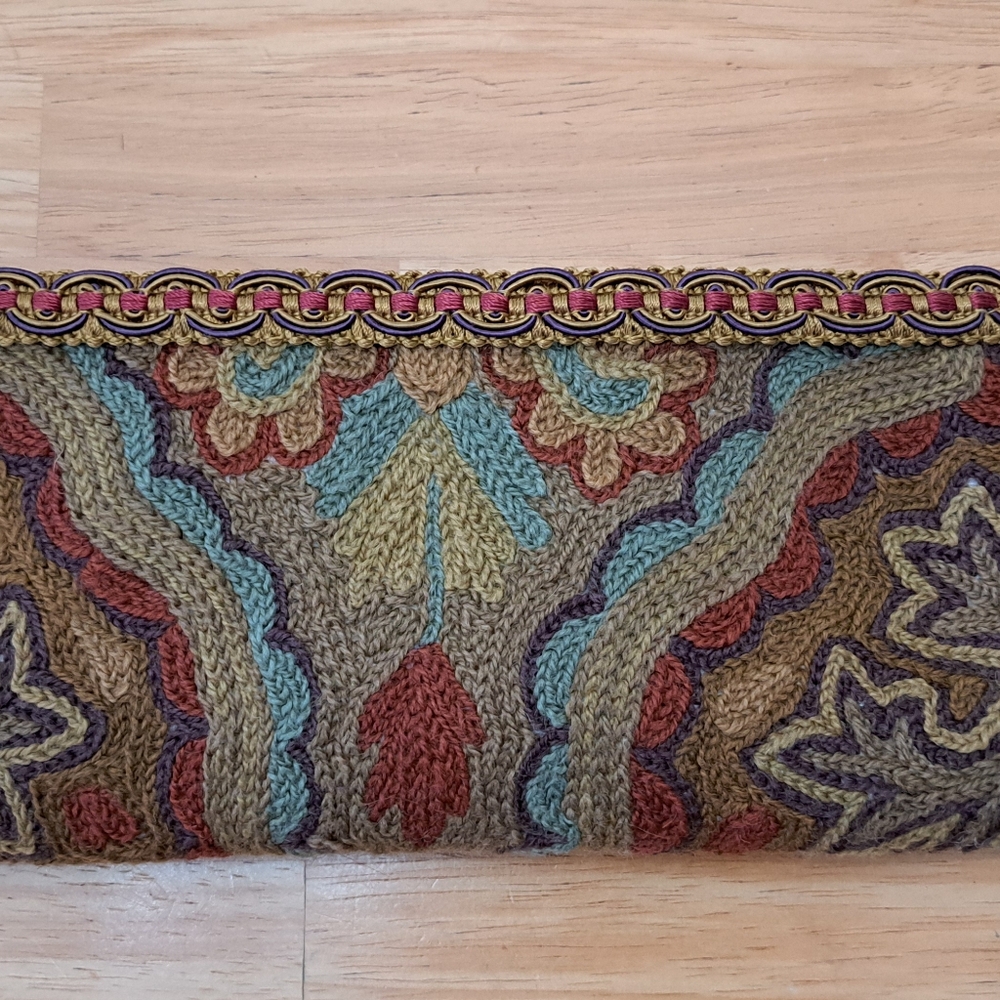 Lorren Bell Floral Tapestry Clutch with Faux Tortoiseshell Zipper Pull
